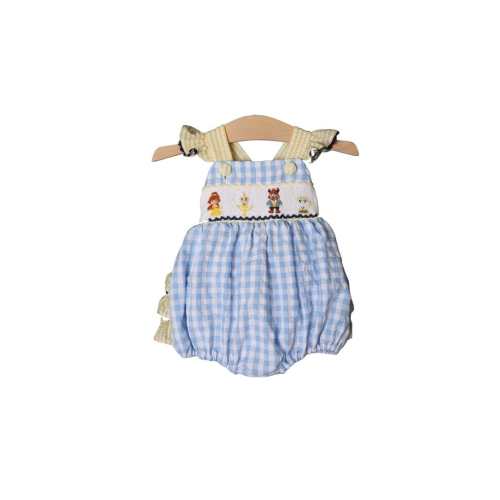 Smocked Beauty and Friends Blue Gingham Seersucker Bubble