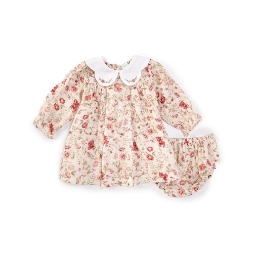 Edgehill Collection Baby Girls 3-24 Months Peter Pan Scalloped Collar Long Sleeve Dress