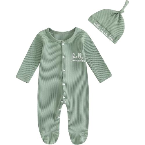0-3MTH Newborn Baby Boy Girl Clothes Hi I'm New Here Coming Home From Hospital Outfits Gender Neutral One Piece Romper