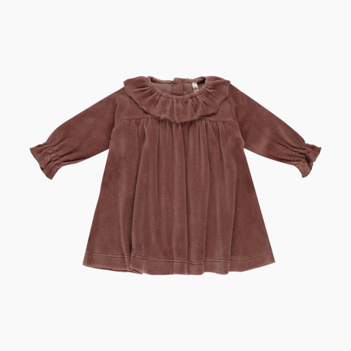 Quincy Mae Velour Baby Dress - Cranberry, 6-12 M