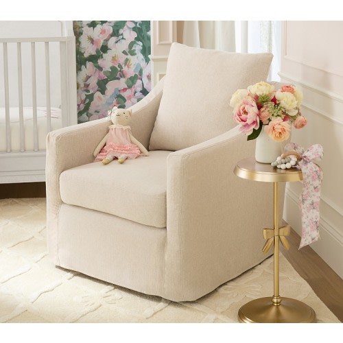 Ayden Slipcovered Nursery Swivel Glider Chair | Pottery Barn Kids