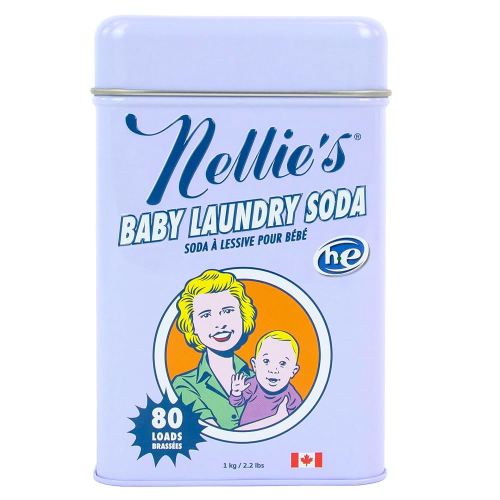 Nellie's Natural Baby Powder Laundry Detergent Tin - 80 Loads - Safe For Infants Sensitive Skin - Fragrance-Free and Hypoallergenic - 2.2 Pounds