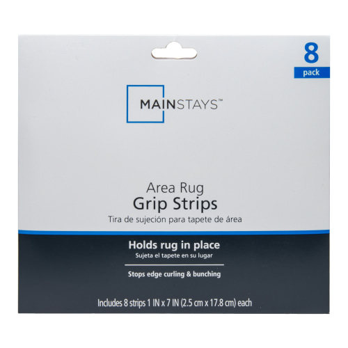 Mainstays Reusable Anti-Slip Rug Grip Strips, Black, 1" x 7", 8 Pack
