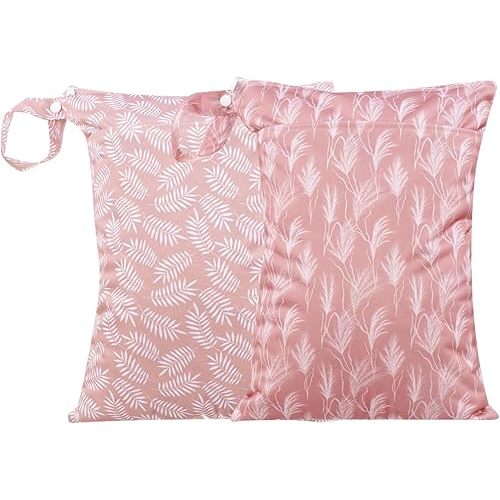 Wet Dry Bags with Two Zippered Pockets and Handle, Reusable Storage Bag for Breast Pump Parts & Baby Items, Waterproof Diaper Bags, Yoga Gym Bag for Swimsuits or Wet Clothes-2pcs, 11.8*15.75"