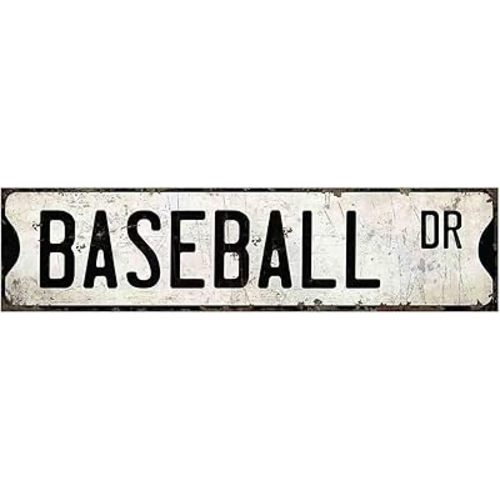 Aluminum Sign Baseball Vintage 16x4 Inch-Wall Decor and Unique Baseball Lover Gifts; Great Decor for Boys Room and Boys Room Decor