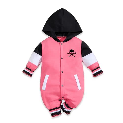 Benshukam Skull Head Baby Boy Girl Clothes Newborn Long Sleeve Hooded Romper with Pocket Fall Winter One Piece Outfits
