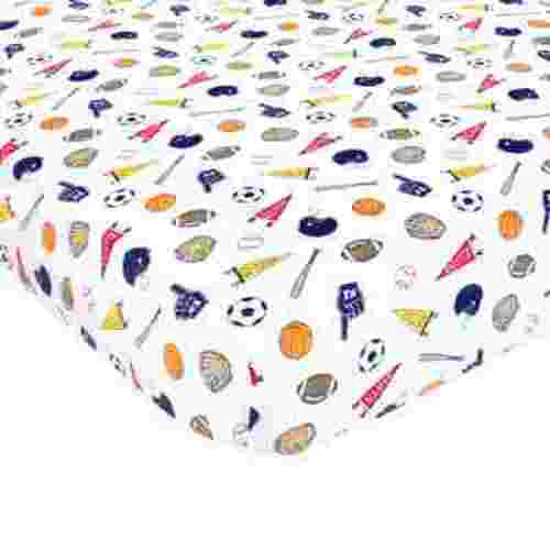 Hudson Baby Infant Boy Cotton Fitted Crib Sheet, Sports Fan, One Size