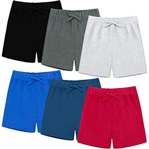 Resinta 6 Packs Unisex-Baby Shorts Breathable Cotton Short with Drawstring Baby Solid Color Shorts for Toddler Kids