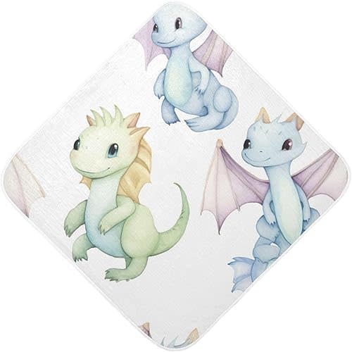 Cute Dragons Baby Hooded Towel Ultra Soft & Absorbent Bath Towel Unisex Shower Towel Newborn Essentials for Infant, Toddler, 30x30 in