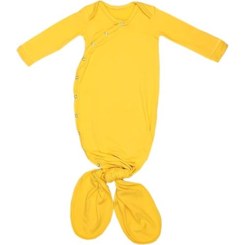Copper Pearl Baby Gown - Knotted Newborn Sleepers for Baby Boy and Girl, Soft Stretchy Long Sleeve Infant Gowns with Bottom Tie and Hand Mittens, Perfect Hospital Coming Home Outfit (Banana)