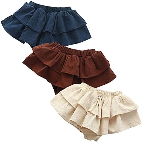 3PC Shorts Set Newborn Baby Girls Boy PP Pants Solid Floral Ruffle Cotton Bloomers Skirt Basic Washable Diaper Cover
