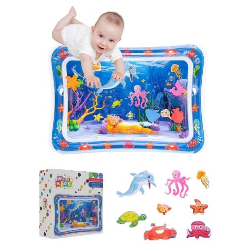 Baby Toys: Tummy time mat with Vibrant Colors for Baby 0 6 9 12 18 Month Old | Inflatable Tummy time Water Play mat Supports Sensory Development, Strengthen Muscles