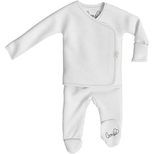 Bonsie Skin to Skin Babywear Organic Footie Bodysuit - Grey Baby Footed One Piece - Mist