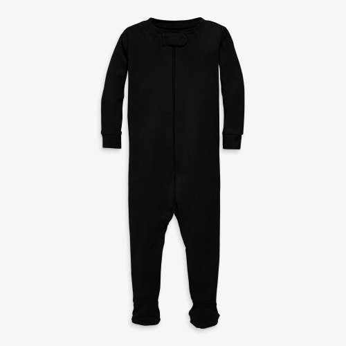 Baby organic zip footie - Black / 0-3