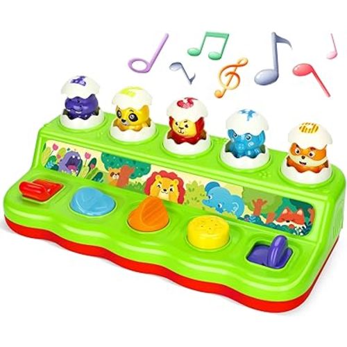 YEEBAY Pop Up Animals Toy with Music & Sound, Early Developmental Toy for 12-18 Months Baby, Infants & Toddlers,1 Year Old Girls & Boys