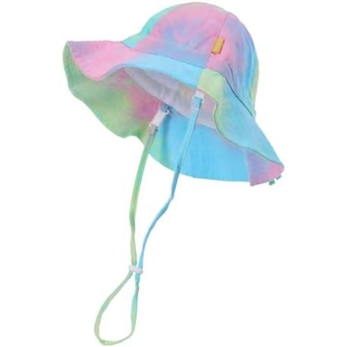 Baby Girls Sun Hat Cute Flower Toddler Summer Outdoor Infant Beach Wide Brim Flowers and tie dye
