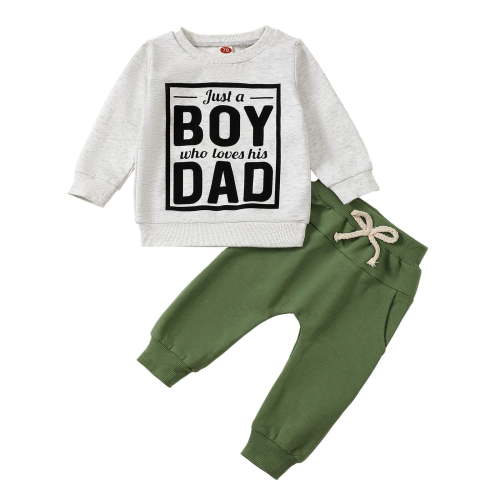 Gerichy Toddler Kids Baby Boy Fall Outfits Letter Print Long Sleeve Tops Pants Winter Clothes Sets Boys Sweatshirt Pullover Tops And Jogger Pants Cute Fall Winter Outfit