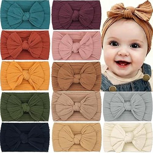 CÉLLOT Super Stretchy Soft Knot Headbands with Hair Bows Head Wrap Hair Accessories For Newborn Baby Girls Infant Toddlers Kids