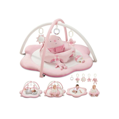 3-in-1 Baby Play Mat, Baby Seats for Infants for Sitting Up, Tummy Time Mat with 5 Detachable Toys, Baby Activity Gym & Playmats for Babies 0-6 6-12 Months, Newborn Baby Shower Gifts