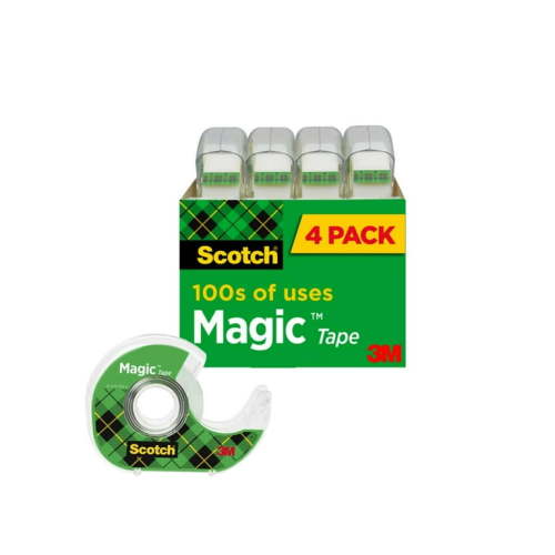 Scotch Magic Tape Dispensers, 3/4 in. x 500 in., 4 Tape Dispensers