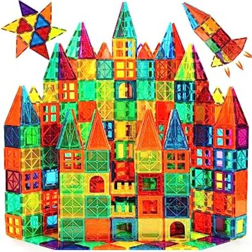 Magnetic Tiles, 110PCS Magnet Building Set, Magnetic Building Blocks,Construction STEM Learning and Playing Toys for Kids, Montessori Toy for Preschool Boys Girls Toddlers Classroom Must-Haves