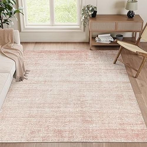 Valenrug 5x7 Washable Area Rug, Stain Resistant Machine Washable - Pink