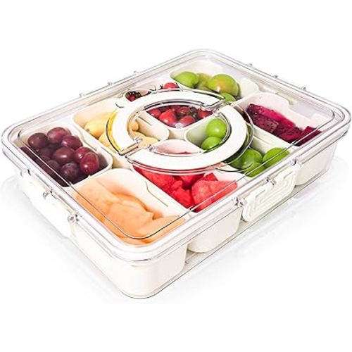 Snackle Box Container,Clear Snack Box Organizer for Fruits, Candy, Charcuterie,Snacks,Perfect for Party, Entertaining,Travel & Beach (Snackle 8)