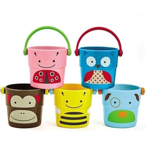 Skip Hop Baby Bath Toy, Zoo Stack & Pour Buckets