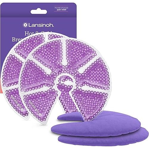 Lansinoh Breast Therapy Packs, Hot and Cold Breast-Pads with 2 Soft Covers, Postpartum Essentials for Nipple Pain Relief, Mastitis, Engorgement, Support for Breastfeeding and Pump Aid, 2 Pack