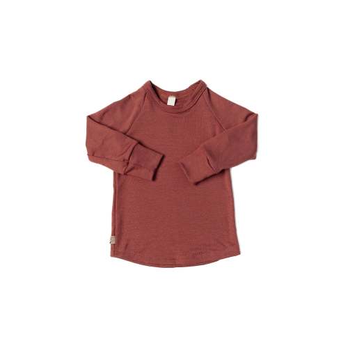 rib knit long sleeve tee - cordovan