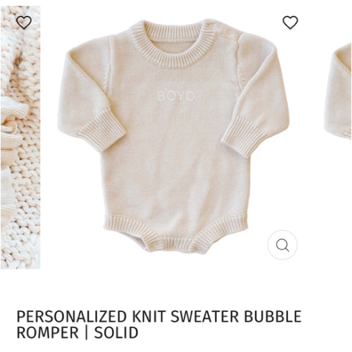 Personalized Knit Sweater Bubble Romper | Solid