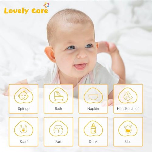 24 Pack Muslin Burp Cloths 100% Cotton Muslin Cloths Large 20''x10'' Extra Soft and Absorbent Baby Burping Cloth - White - 10x20 Inch (Pack of 24)