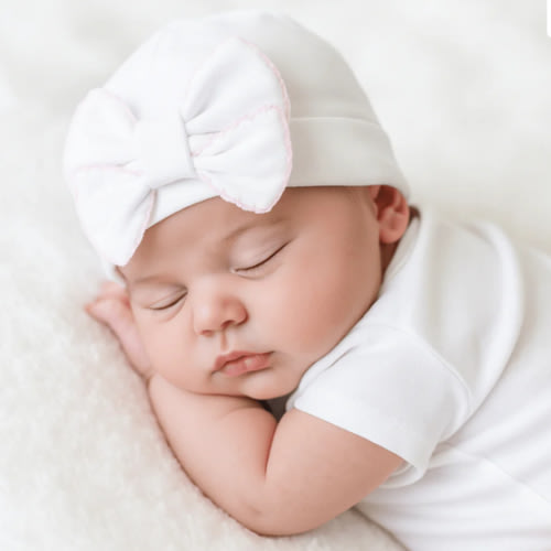 Essentials Solid Bow Hat - White Pink – Magnolia Baby
