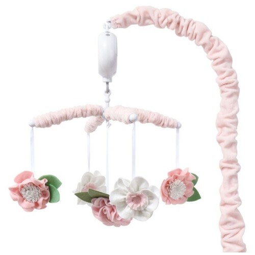 The Peanutshell Baby/Infant Musical Nursery Crib/Cot Mobile Pink Floral 0y+