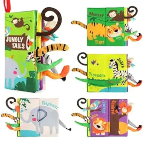beiens Baby Books Toys, Touch and Feel Crinkle Cloth Book for Infant Baby 0-3-6-12-18 Months, Early Development Interactive Stroller Soft Toys, Newborn Gifts for Boys Girls