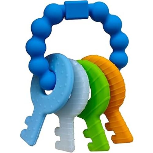 Baby Keys Teether Toys,Silicone Teething Toys for 3-18+ Months,Teething Keys Toy for Infants-Soft & Raised Texture to Soothe Gums,BPA Free (4Colors)