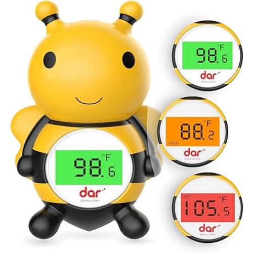 Baby Bath Thermometer, Digital Water Temperature Thermometer with 3 Color Backlit and Temperature Warning, Safety Bath Tube Thermometer Floating Toy for Infant, Toddler（Bee）