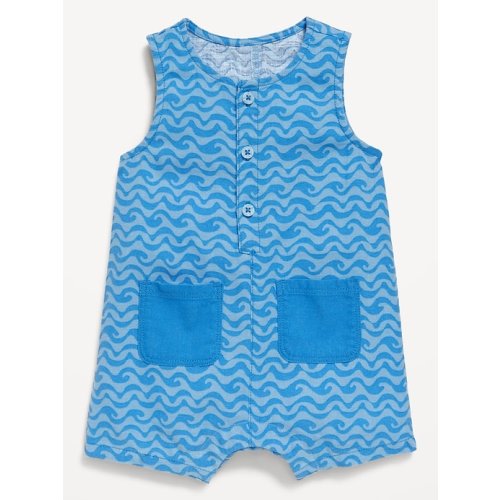 Sleeveless Linen-Blend Henley One-Piece Romper for Baby | Old Navy