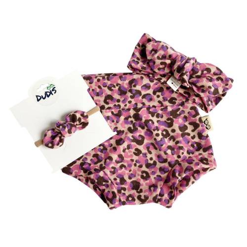 Pink Purple Cheetah Bummies and/or Top Knot Headband Set, Baby Girl Cute Outfit, Diaper Cover, Toddler High Waisted Shorts