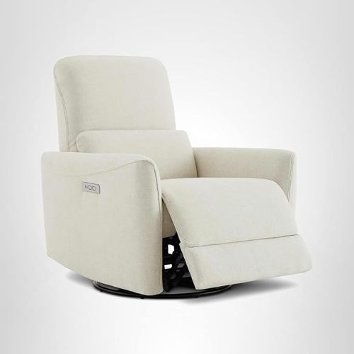 CHITA Power Recliner Chair Swivel Glider, FSC Certified Upholstered Living Room Nursery Reclining Sofa Chair with Lumbar Support, Linen fabric