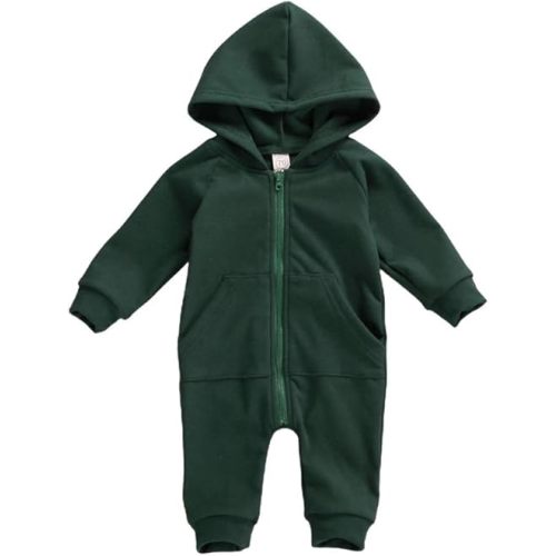 FYBITBO Infant Baby Boys Girls Clothing Zipper Hooded Jumpsuit Romper Long Sleeve Onesie Outfit Fall Winter Warm Clothes