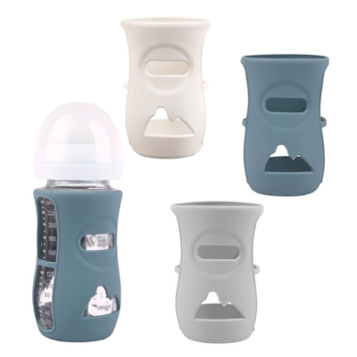 3 Pack Silicone Sleeves for Avent Natural Glass Baby Bottles, Anti Breakage Baby Bottle Holder, Compatible Philips Avent Glass Natural Baby Bottle 8 oz (Grey+Dark Blue+Apricot)
