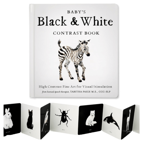 Baby's Black and White Contrast Book: High-Contrast Art for Visual Stimulation at Tummy Time (Tabitha Paige Children's Book Series)