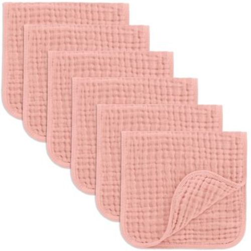 Comfy Cubs Muslin Burp Cloths 20" x 10", Pack of 6 - Large, 6-Layer, Soft Ultra Absorbent 100% Cotton - Bold Blush