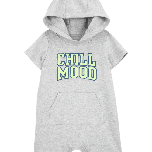 Grey Baby "Chill Mood" Hooded Romper -Grey | Carter’s Oshkosh Canada