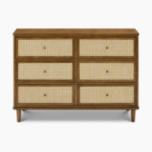 Namesake Marin with Cane 6-Drawer Assembled Dresser - Natural Walnut With Blonde Cane