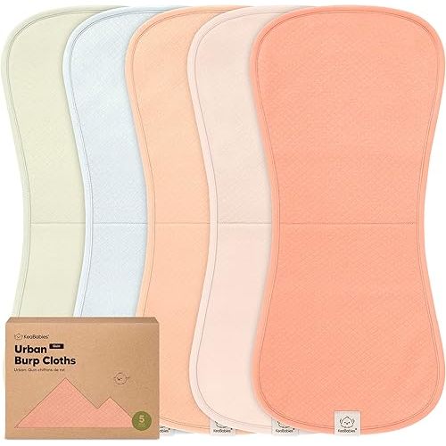 KeaBabies 5-Pack Organic Burp Cloths Baby Girl, Boy - Extra Large, Absorbent Baby Burp Cloths,Soft Burping Cloths for Babies,Newborn Burp Clothes,Cotton Burp Rags,Neutral Thick Burp Cloth (Flora Dew)