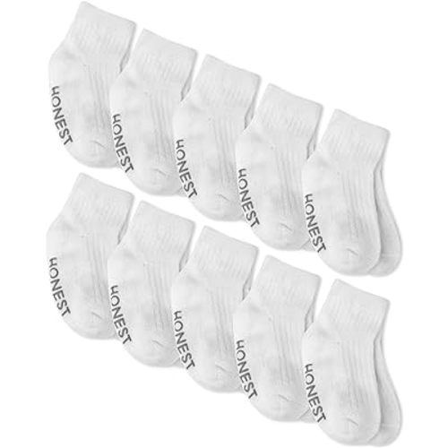 HonestBaby 10 Pack Multipack Cozy Socks Sustainably Made for Infant, Newborn Baby, Toddler, Kids Boys, Girls, 10-Pack White, 0-6 Months