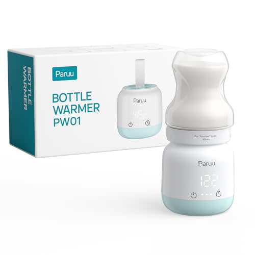 Paruu Portable Bottle Warmer for Travel, Fast Heating Double Leak-Proof Baby Bottle Warmer for Breastfeeding and Formula, 4 Adapters for Dr. Brown, Philips Avent, Medela, Tommee Tippee, Comotomo
