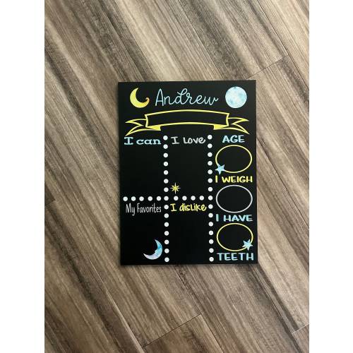 Moon and Stars baby shower sign, Celestial baby nursery, Baby milestone board, Monthly milestone sign, moon theme nursery, baby stats board
